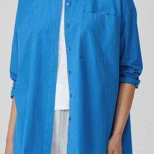 NWT Eileen Fisher Calypso Organic Poplin Long Sleeve Button Down Oversized Shirt